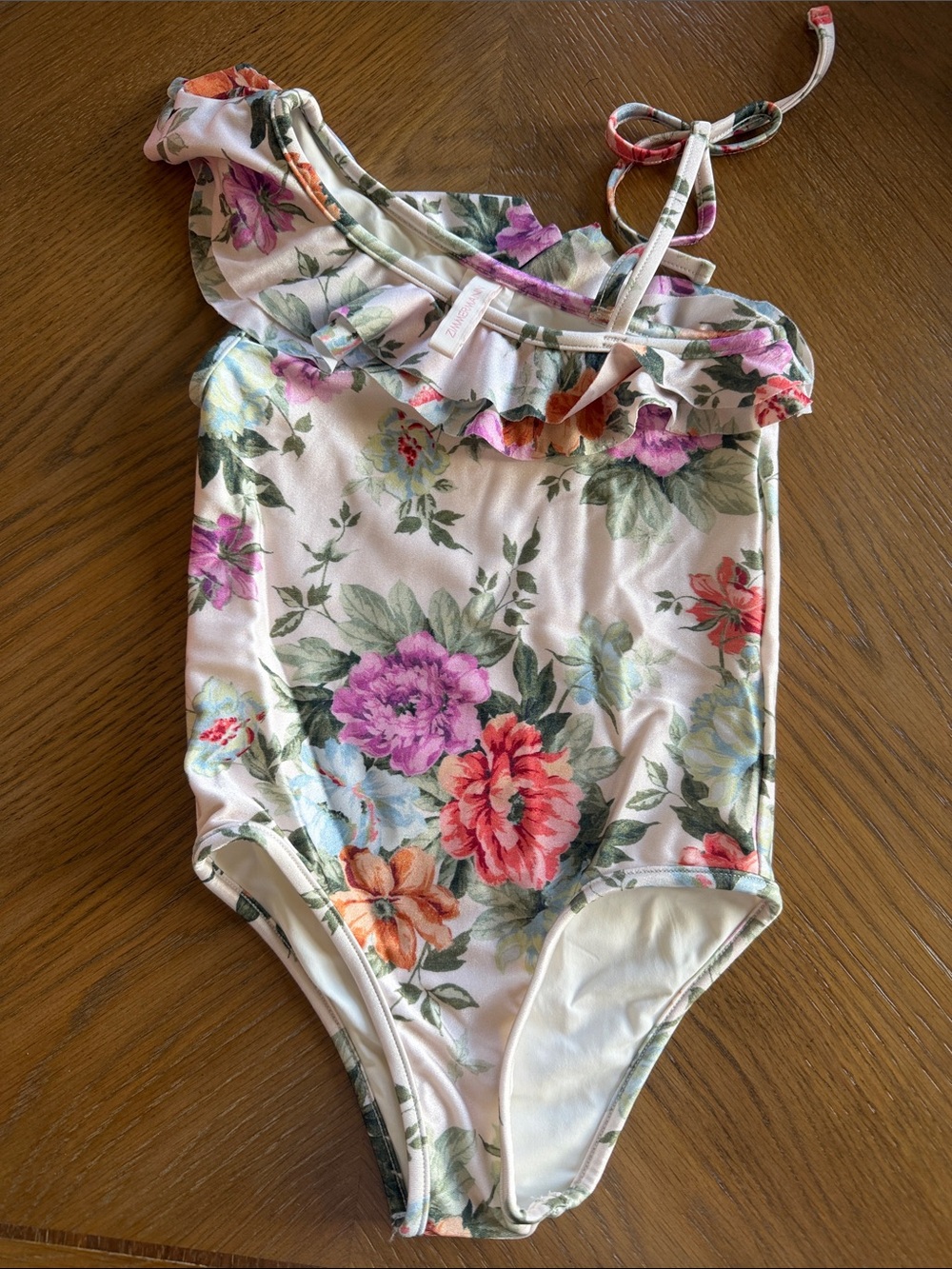Zimmermann - Girls Floral One-Shoulder Swimsuit